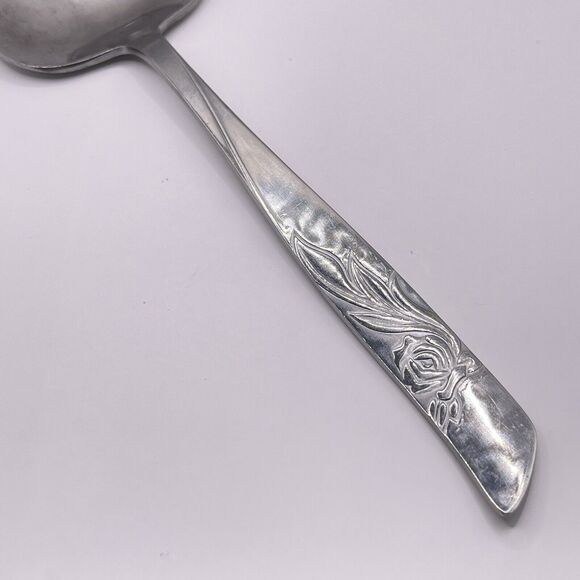 N.S.CO. National Stainless Steel CARLYLE Rose Cake Server Pie Silver Tone - Picture 3 of 9